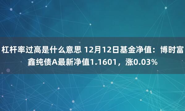 杠杆率过高是什么意思 12月12日基金净值：博时富鑫纯债A最新净值1.1601，涨0.03%