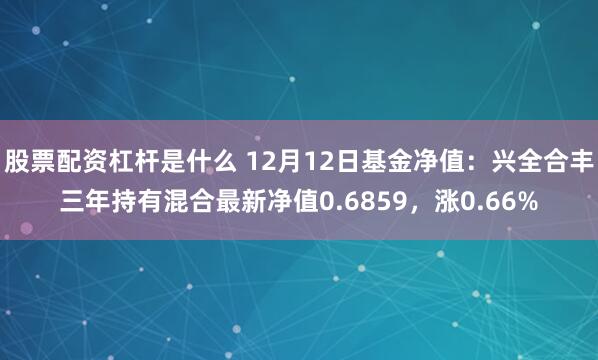 股票配资杠杆是什么 12月12日基金净值：兴全合丰三年持有混合最新净值0.6859，涨0.66%