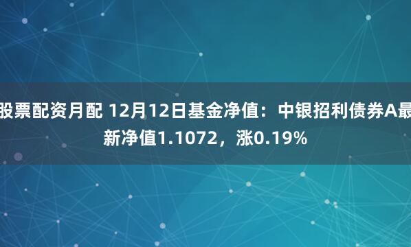 股票配资月配 12月12日基金净值：中银招利债券A最新净值1.1072，涨0.19%