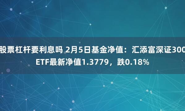 股票杠杆要利息吗 2月5日基金净值：汇添富深证300ETF最新净值1.3779，跌0.18%